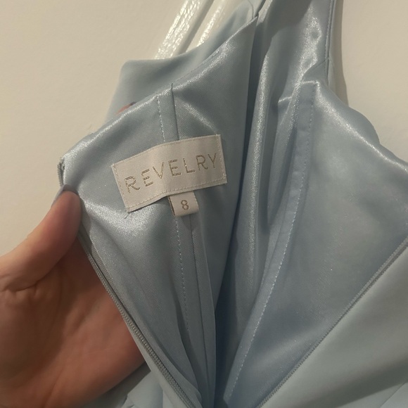 Size 8. Revelry Blue Sleeveless Maxi Gown with pockets - Picture 3 of 4